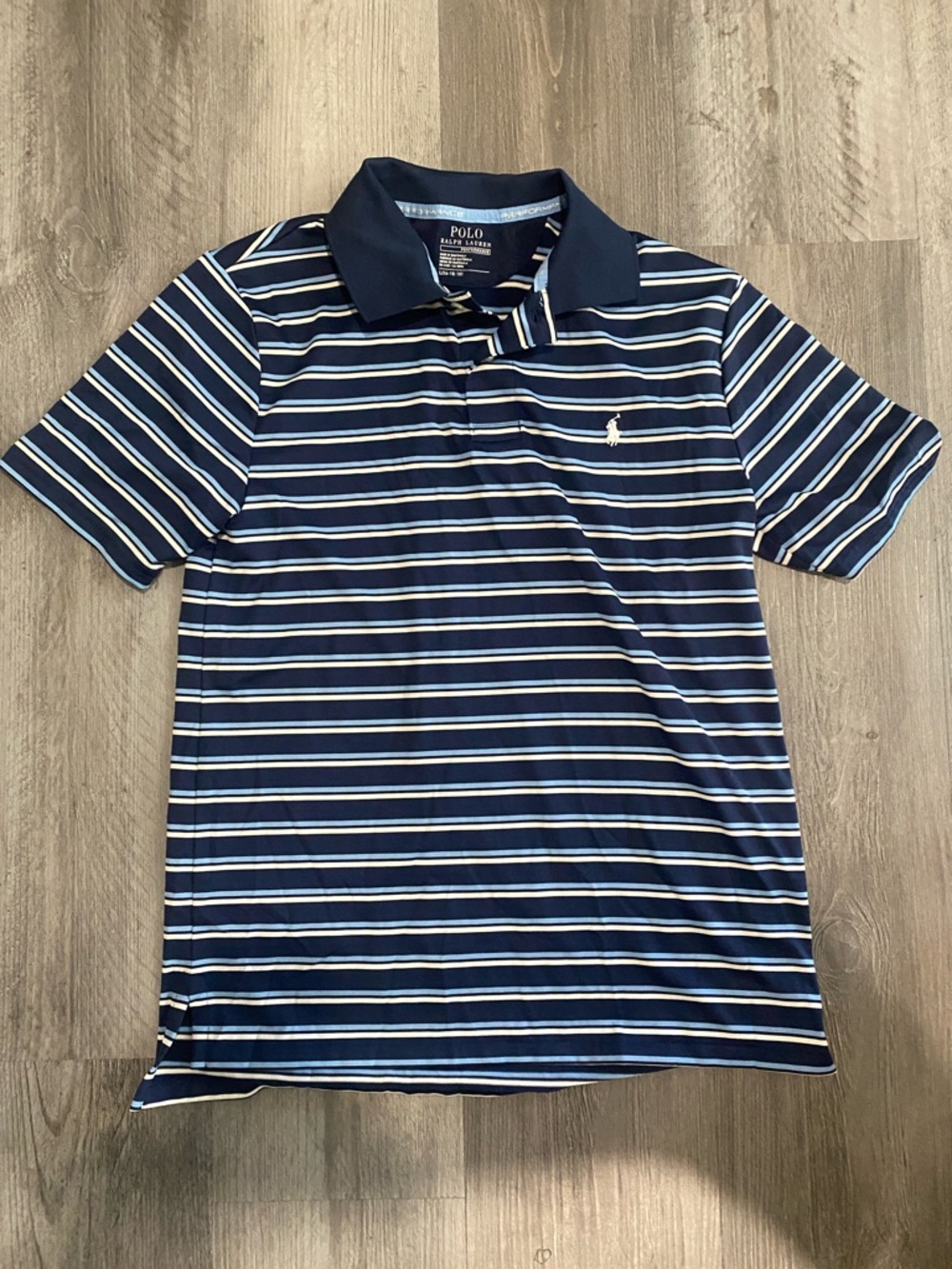 Polo by Ralph Lauren Navy White Light Blue Striped Polo Shirt